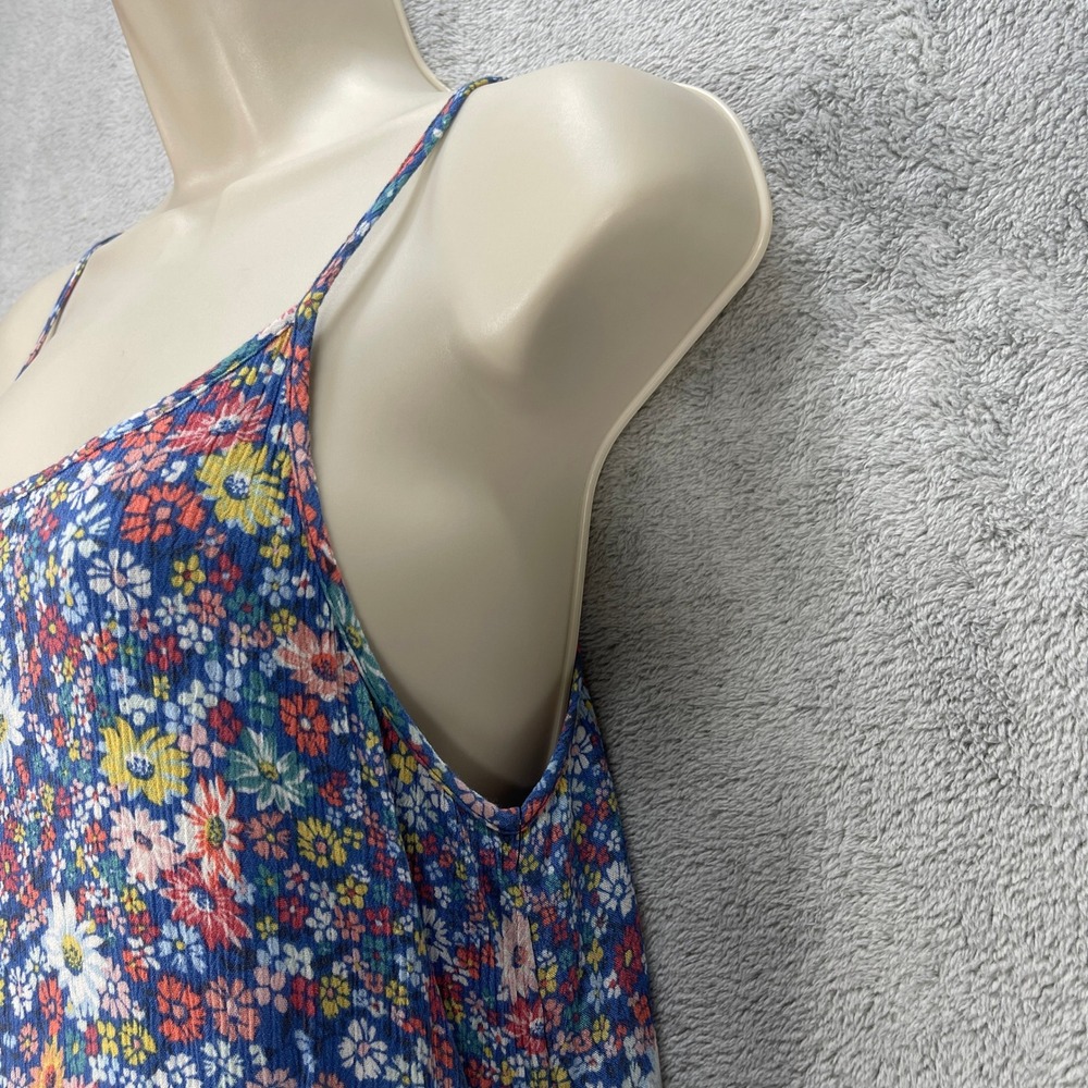O'Neill Dress Women XS Blue Hollis Ditsy Floral Mini Spaghetti Strap Ruffle Hem - Picture 4 of 13